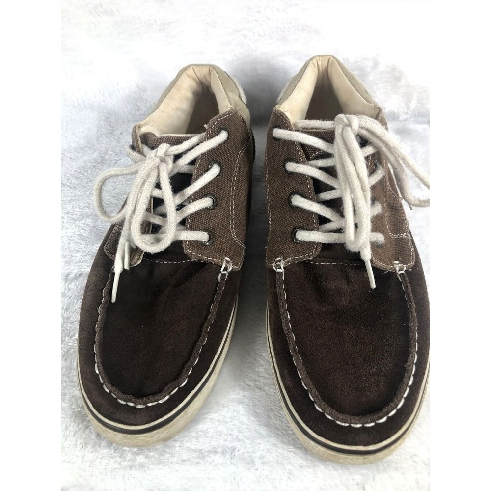 GBX Mens Boat Shoes 10M Casual Slip On Moc Toe Brown Leather Comfort Flats - Picture 4 of 8